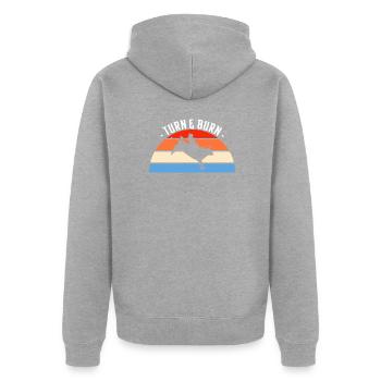 Turn & Burn Rodeo Gift - Unisex Premium Organic Zip Hoodie - heather grey - Back - Nico (187cm)