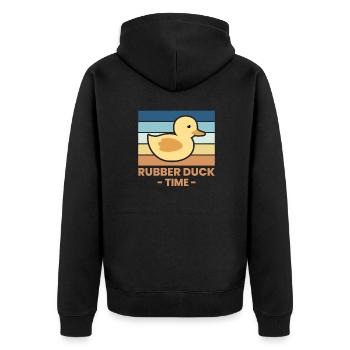 Rubber Duck Time Gummiente Geschenk - Unisex Premium Bio Zip Hoodie - Schwarz - Hinten - Nico (187cm)
