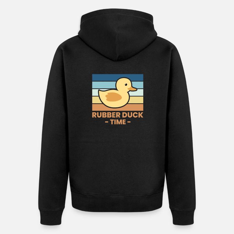 Rubber Duck Time Gummiente Geschenk - Unisex Premium Bio Zip Hoodie - Schwarz