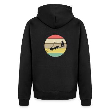 Vintage Retro Stepp-Schuhe - Unisex Premium Bio Zip Hoodie - Schwarz - Hinten - Nico (187cm)