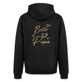 Bester Papa - Unisex Premium Bio Zip Hoodie - Schwarz - Hinten - Nico (187cm)