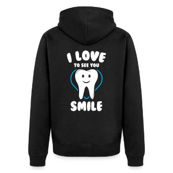 I Love To See You Smile Cute Tooth - Unisex Premium Organic Zip Hoodie - black - Back - Nico (187cm)