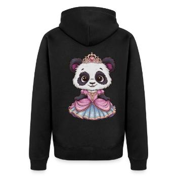 Kawaii Panda im Prinzessinnenkleid - Unisex Premium Bio Zip Hoodie - Schwarz - Hinten - Nico (187cm)
