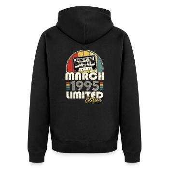 March 1995 Vintage Anniversary Retro Gift - Unisex Premium Organic Zip Hoodie - black - Back - Nico (187cm)