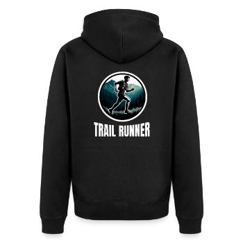 Trail Running - Unisex Premium Bio Zip Hoodie - Schwarz - Hinten - Nico (187cm)