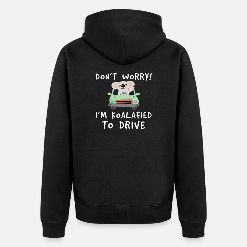 Führerschein Koala - Unisex Premium Bio Zip Hoodie - Schwarz