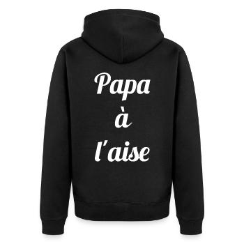 Papa à l'aise - Citation décontractante papa - Veste à capuche bio Premium Unisexe - noir - Dos - Nico (187cm)