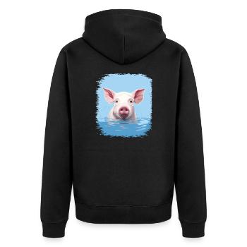 funny quote piglets present funny barbeque vegan - Unisex Premium Bio Zip Hoodie - Schwarz - Hinten - Nico (187cm)