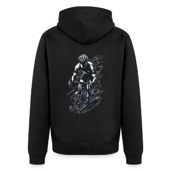 Cyclist, Graphic - Unisex Premium Organic Zip Hoodie - black - Back - Nico (187cm)
