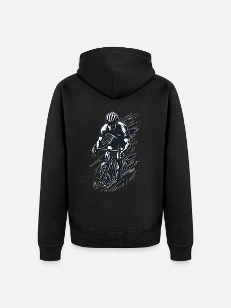 Cyclist, Graphic - Unisex Premium Organic Zip Hoodie - black