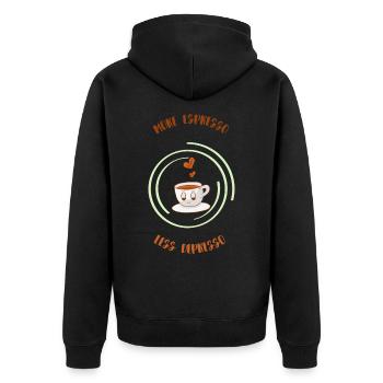 Espresso, Coffee, Kaffee, Latte, Geschenkidee, Fun - Unisex Premium Bio Zip Hoodie - Schwarz - Hinten - Nico (187cm)