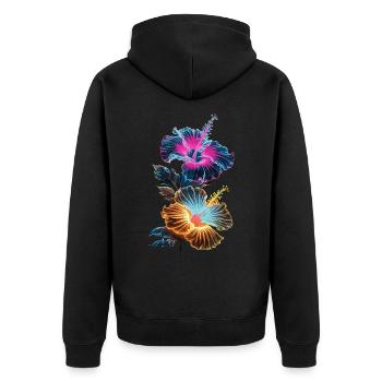 Orchideen für eine Floristin - Unisex Premium Bio Zip Hoodie - Schwarz - Hinten - Nico (187cm)