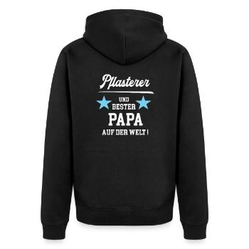 Pflasterer Bester Papa Vatertag Geburtstag - Unisex Premium Bio Zip Hoodie - Schwarz - Hinten - Nico (187cm)