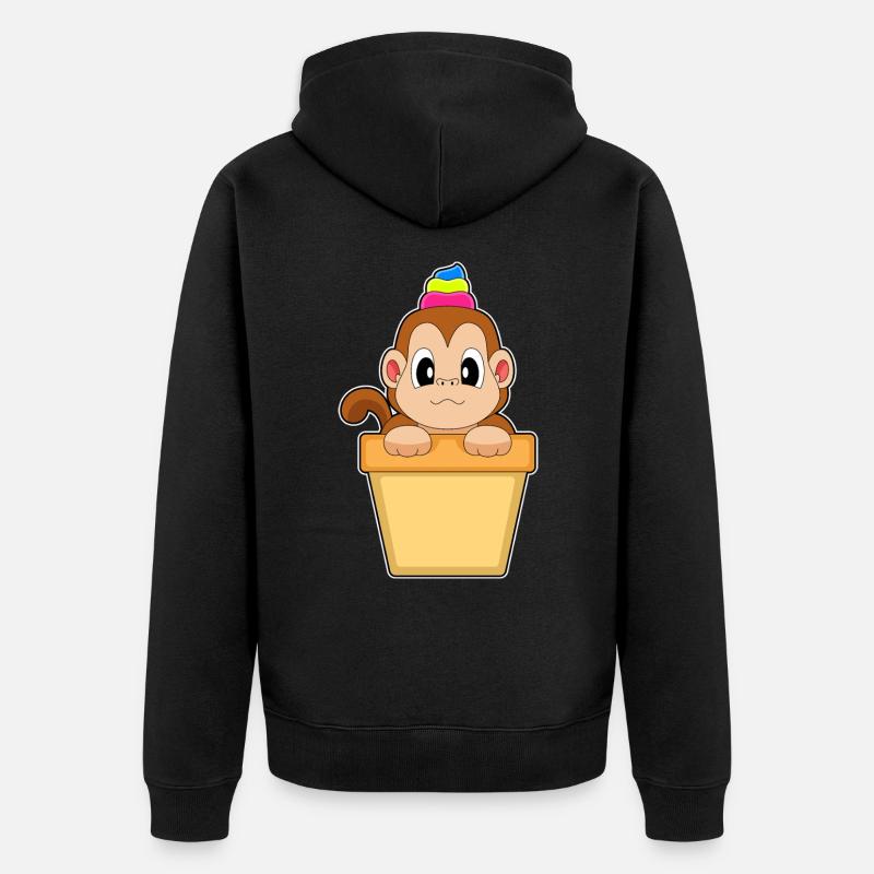 Monkey Cream Sundae - Veste à capuche bio Premium Unisexe - noir
