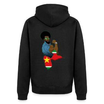 Guadeloupe Flagge Antillen Gwada Karibik - Unisex Premium Bio Zip Hoodie - Schwarz - Hinten - Nico (187cm)