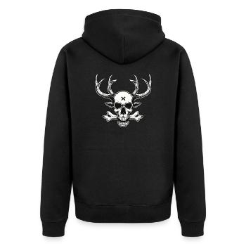 Deer Skull -Jolley Roger - Unisex Premium Organic Zip Hoodie - black - Back - Nico (187cm)