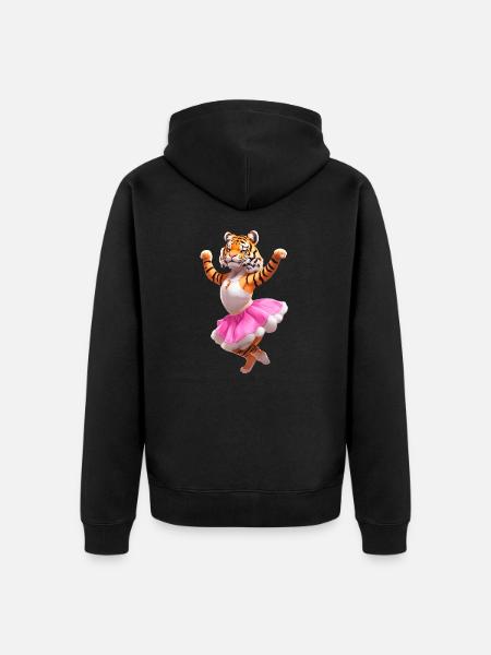 Tigre dansant en robe de ballet | Ballerine - Veste à capuche bio Premium Unisexe - noir
