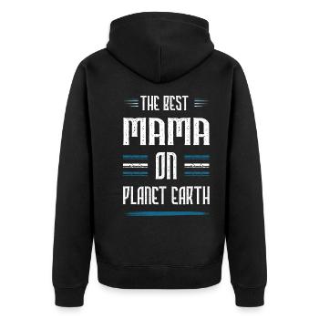 Beste Mama Spruch Mutter Mom - Unisex Premium Bio Zip Hoodie - Schwarz - Hinten - Nico (187cm)