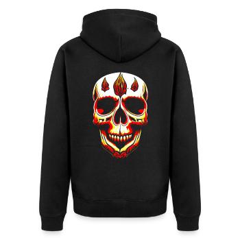 skull 10 3 23 c - Unisex Premium Bio Zip Hoodie - Schwarz - Hinten - Nico (187cm)