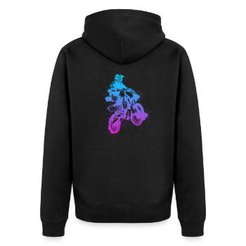Dirt Bike - Silhouette Motocross Enduro Gift - Unisex Premium Bio Zip Hoodie - Schwarz - Hinten - Nico (187cm)