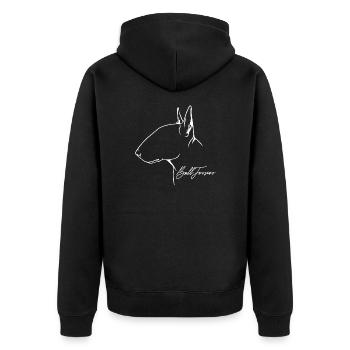Bull Terrier Profil Hunde Hund Wilsigns - Unisex Premium Bio Zip Hoodie - Schwarz - Hinten - Nico (187cm)