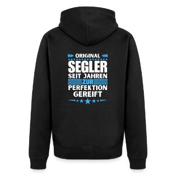 Sailors matured to perfection - Unisex Premium Organic Zip Hoodie - black - Back - Nico (187cm)