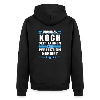 Chef matured to perfection - Unisex Premium Organic Zip Hoodie - black - Back - Nico (187cm)