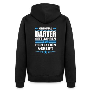 Darter matured to perfection - Unisex Premium Organic Zip Hoodie - black - Back - Nico (187cm)