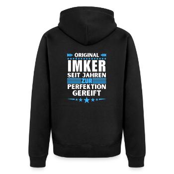 Beekeepers matured to perfection - Unisex Premium Organic Zip Hoodie - black - Back - Nico (187cm)