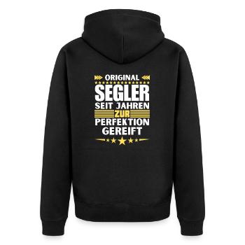 Sailors matured to perfection - Unisex Premium Organic Zip Hoodie - black - Back - Nico (187cm)
