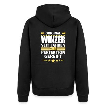 Winemakers matured to perfection - Unisex Premium Organic Zip Hoodie - black - Back - Nico (187cm)