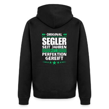 Sailors matured to perfection - Unisex Premium Organic Zip Hoodie - black - Back - Nico (187cm)