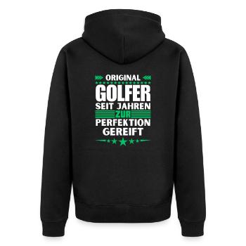 Golfers Matured to Perfection - Unisex Premium Organic Zip Hoodie - black - Back - Nico (187cm)