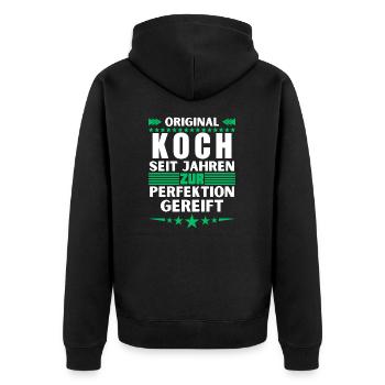 Chef matured to perfection - Unisex Premium Organic Zip Hoodie - black - Back - Nico (187cm)