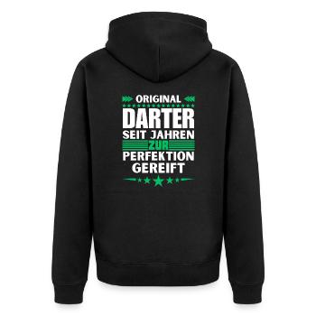 Darter matured to perfection - Unisex Premium Organic Zip Hoodie - black - Back - Nico (187cm)