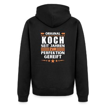 Chef matured to perfection - Unisex Premium Organic Zip Hoodie - black - Back - Nico (187cm)