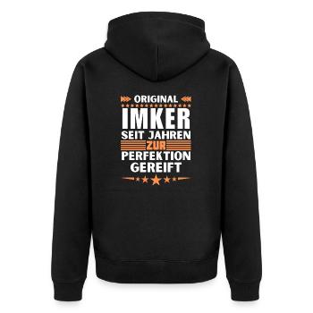 Beekeepers matured to perfection - Unisex Premium Organic Zip Hoodie - black - Back - Nico (187cm)