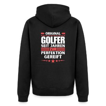 Golfers Matured to Perfection - Unisex Premium Organic Zip Hoodie - black - Back - Nico (187cm)