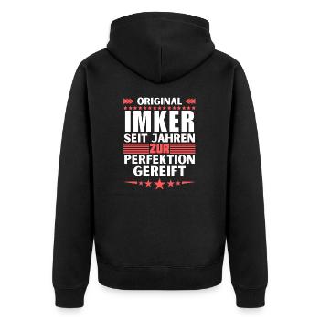 Beekeepers matured to perfection - Unisex Premium Organic Zip Hoodie - black - Back - Nico (187cm)