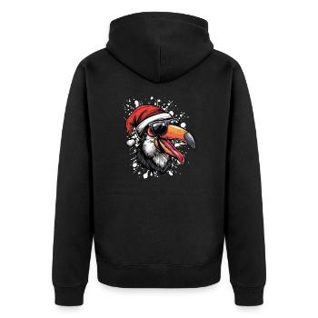 Toucan oiseau Noël drôle - Veste à capuche bio Premium Unisexe - noir - Dos - Nico (187cm)