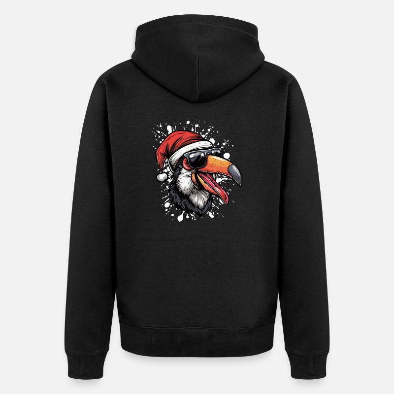 Toucan oiseau Noël drôle - Veste à capuche bio Premium Unisexe - noir