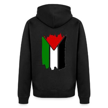 free palestine - Unisex Premium Bio Zip Hoodie - Schwarz - Hinten - Nico (187cm)