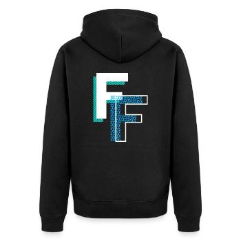 Buchstabe F - Unisex Premium Bio Zip Hoodie - Schwarz - Hinten - Nico (187cm)