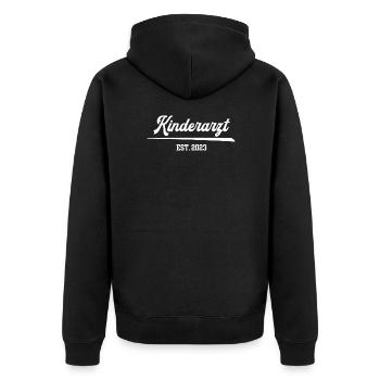 Kinderarzt 2023 Studium Facharzt Ausbildung Arzt - Unisex Premium Bio Zip Hoodie - Schwarz - Hinten - Nico (187cm)