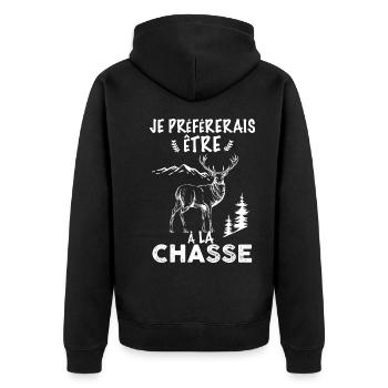 Chasseur De Cerf idée Cadeau Chasse Message Drôle - Veste à capuche bio Premium Unisexe - noir - Dos - Nico (187cm)