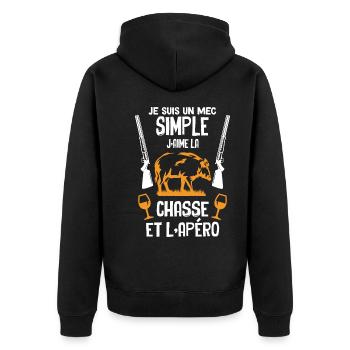 Mec Simple Chasse Et Apéro Humour Homme Chasseur - Veste à capuche bio Premium Unisexe - noir - Dos - Nico (187cm)