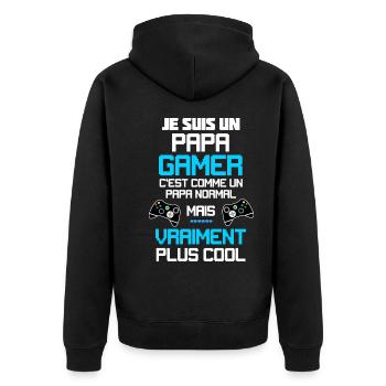 Jeu vidéo et papa gamer cadeau cool - Veste à capuche bio Premium Unisexe - noir - Dos - Nico (187cm)