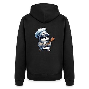 Conception de bande dessinée de chef paresseux mignon - Veste à capuche bio Premium Unisexe - noir - Dos - Nico (187cm)