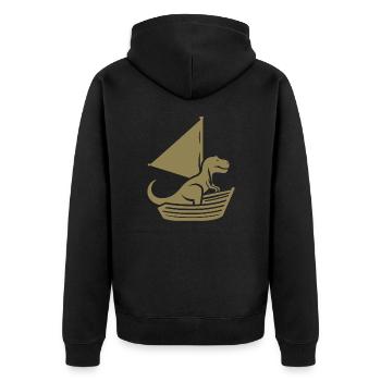 Cooler Sommer Segelboot T-Rex Silhouette - Unisex Premium Bio Zip Hoodie - Schwarz - Hinten - Nico (187cm)