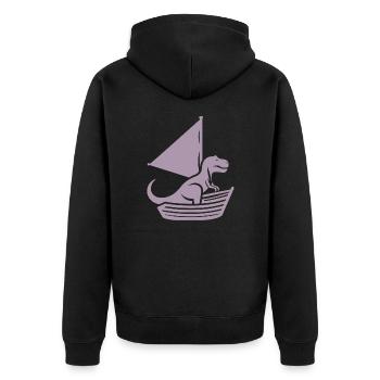 Cooler Sommer Segelboot T-Rex Silhouette - Unisex Premium Bio Zip Hoodie - Schwarz - Hinten - Nico (187cm)